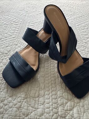Blue Strappy Block Heels